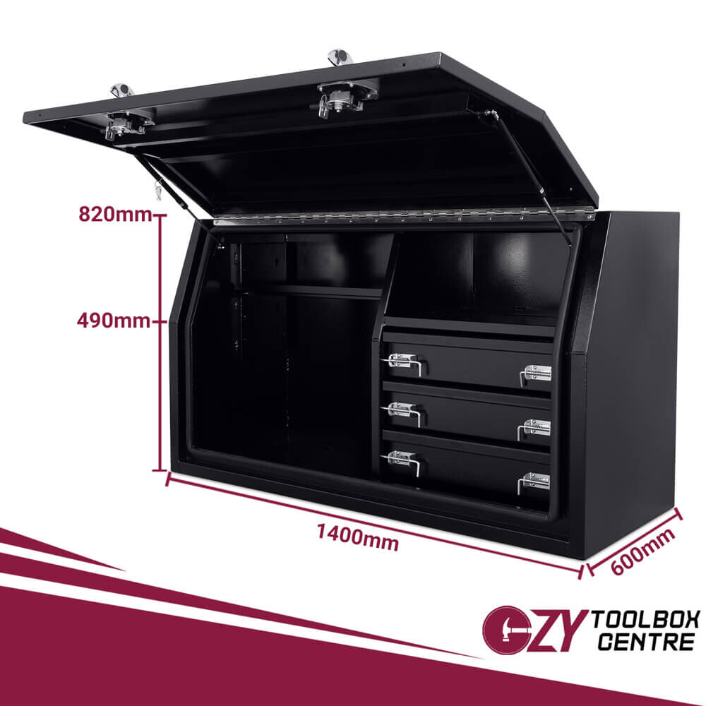 Built-in Drawers 1400mm x 600mm x 820mm Black OZY-1468FD-3B