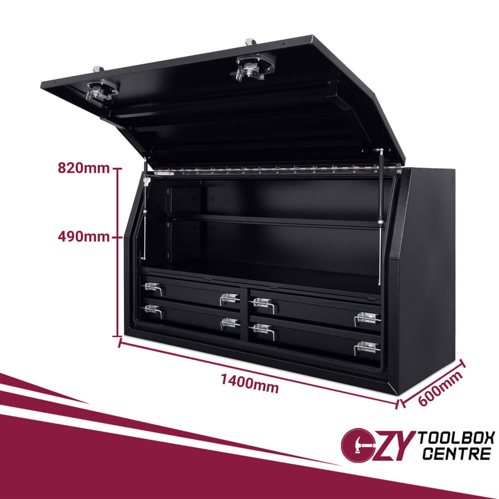 Built-in Drawers 1400mm x 600mm x 820mm Black OZY-1468FD-4B