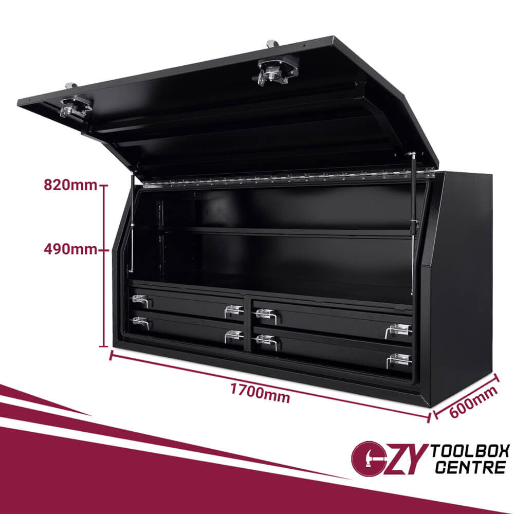 Built-in Drawers 1700mm x 600mm x 820mm Black OZY-1768FD-4B