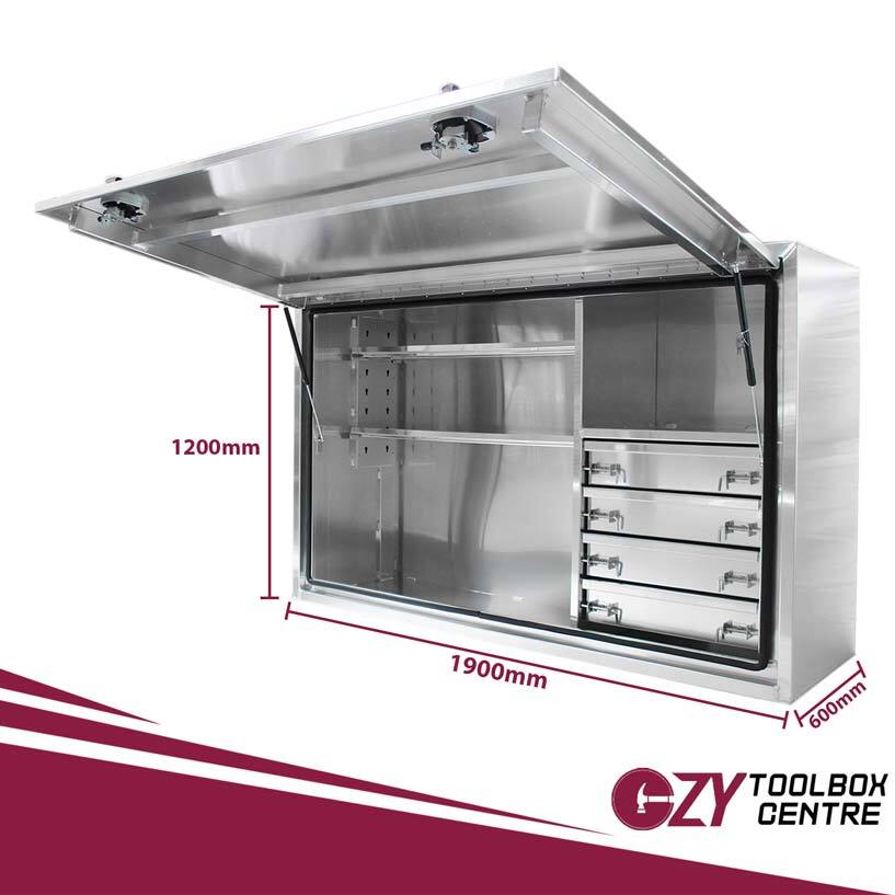 Truck Box 1900mm x 600mm x 1200m Pro-Series 4 Drawer OZY-1961FP-4D-W White