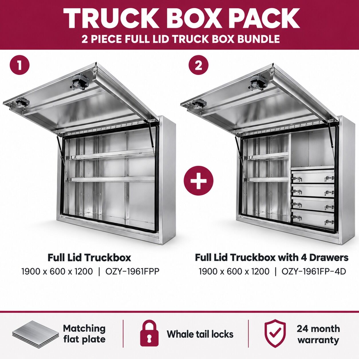 Truck Box Pro Pack - Open Storage + 4 Drawer Truck Box Bundle (Flat Plate)