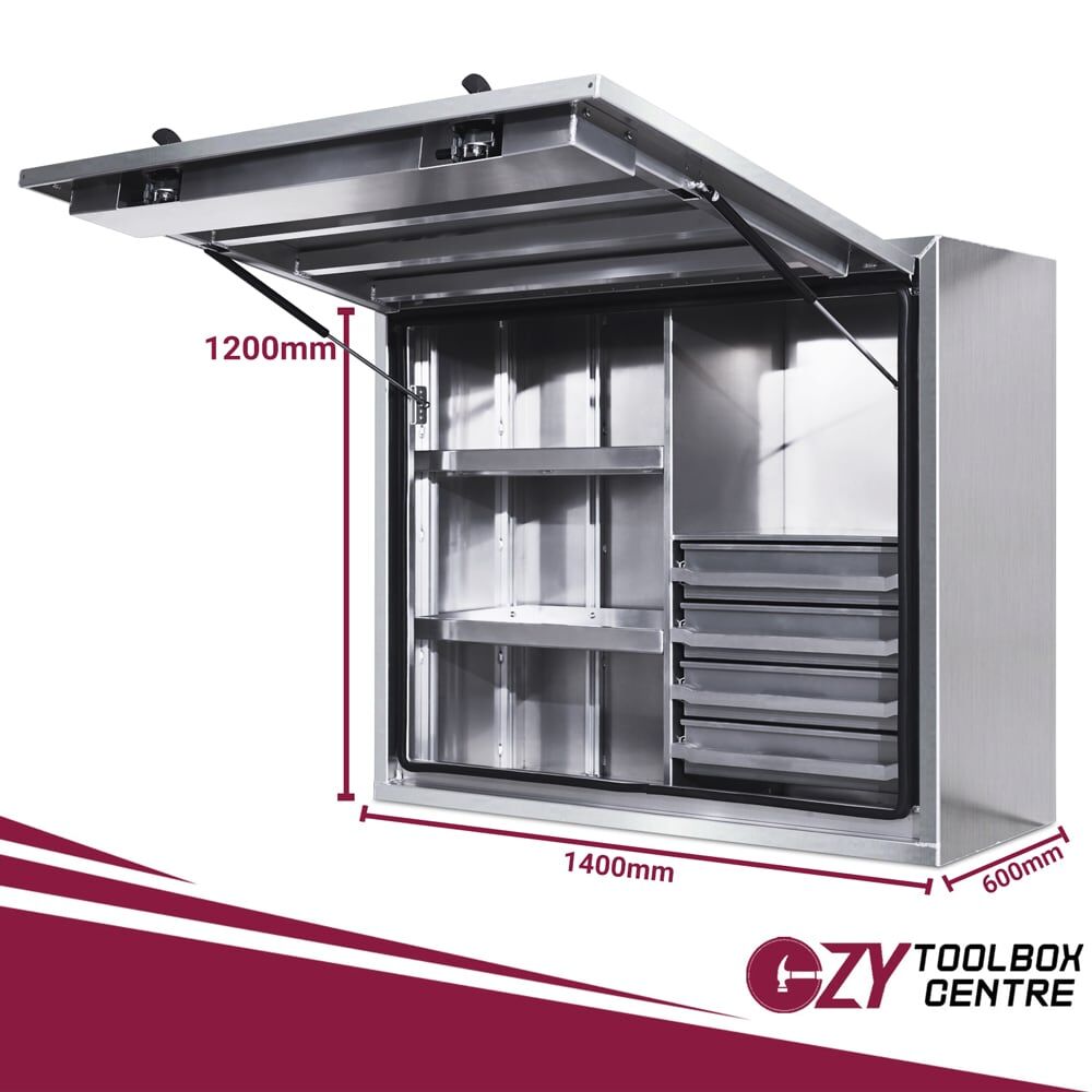Full Side Opening Truck Toolbox with 4 Internal Drawers