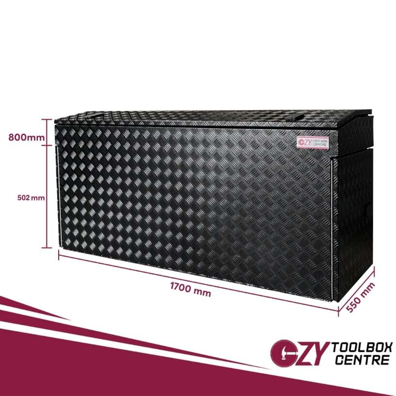 Aluminium Caravan Box with Generator and BBQ Slide - Black