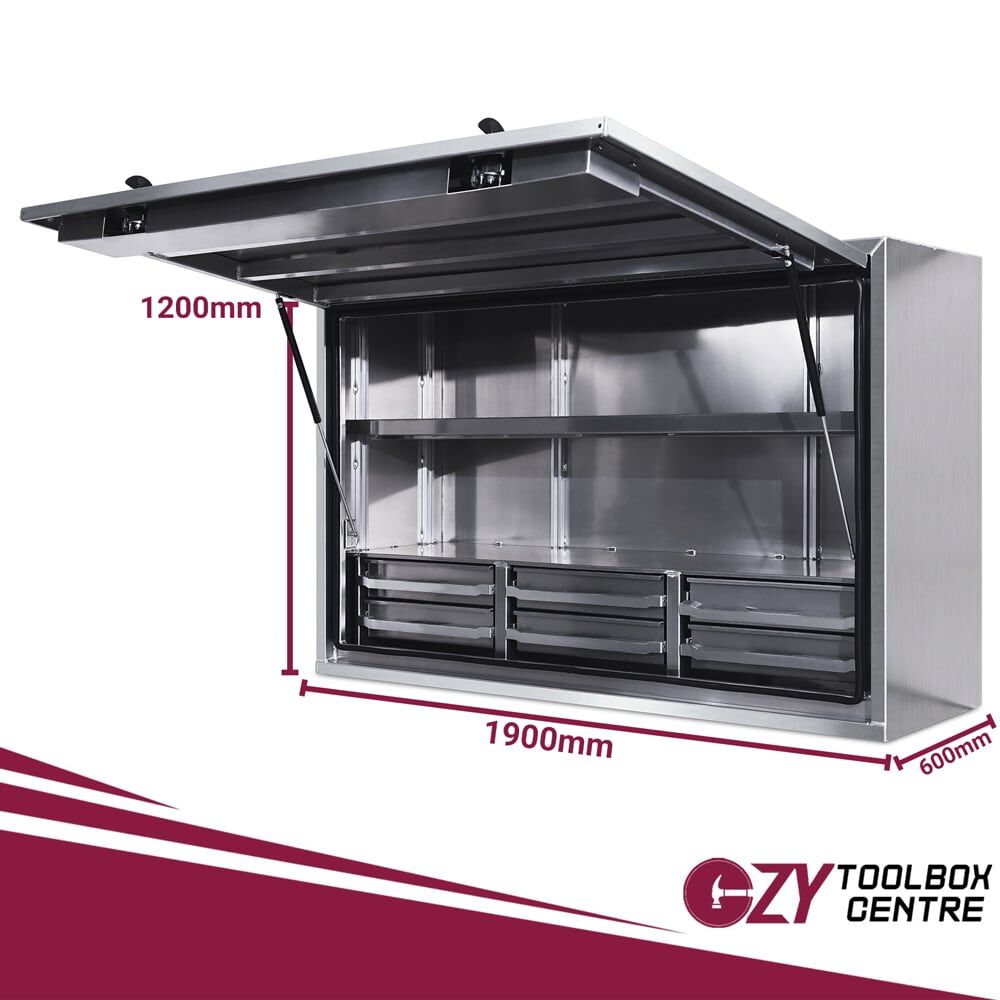 Full Lid Truck Toolbox with 6 Drawers - Flat Plate