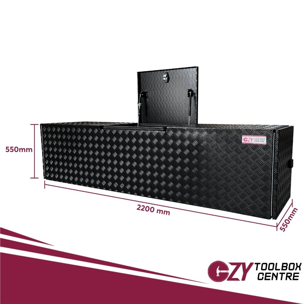 Aluminium Caravan Box with Generator and BBQ Slide - Black