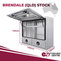 Truck Box Half Lid 2 External Drawers Pro-Series OZY-1461FP-2D-Q Flat Plate QLD Warehouse