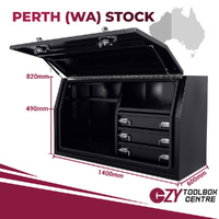 Built-in Drawers 1400mm x 600mm x 820mm Black OZY-1468FD-3B-P Perth Warehouse