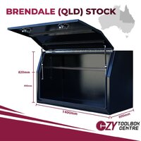 Full Lid 1400mm x 600mm x 820mm OZY-1468FDB-Q Black - QLD Warehouse