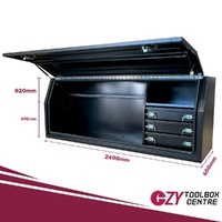 Full Lid 2400mm x 600mm x 820mm Black OZY-2468FD-3B