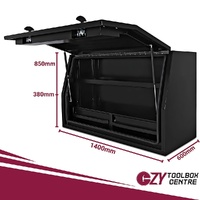 Full Side Opening UTE Toolbox with 2 Built-in Drawers - Black