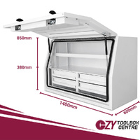Full Side Opening UTE Toolbox with 4 Built-in Drawers - White