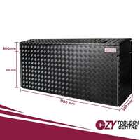 Aluminium Caravan Box with Generator and BBQ Slide - Black
