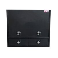 Truck Box Half Lid 2 External Drawers 1400mm x 600mm x 1200mm  Black OTC-1461A-B