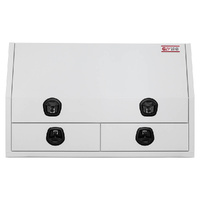 Half Lid Toolbox with 2 External Drawers - White