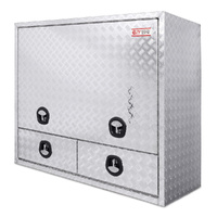 Truck Box Half Lid 2 External Drawers 1400mm x 600mm x 1200mm OTC-1461CPA Checker Plate
