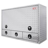 Truck Box Half Lid 3 External Drawers 1900 x 600 x 1200 Checker Plate OTC-1961CPA