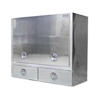 Truck Box Half Lid 2 External Drawers 1400mm x 600mm x 1200mm Pro-Series OZY-1461FP-2D-W White