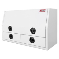 Half Lid Toolbox with 2 External Drawers - White