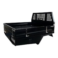 Aluminium Ute Tray W/Headbord 1800mm W x 1800mm L - Flared Mud Guards, 900mm Underbody Toolboxes BLACK OZY-TRAY-1800B