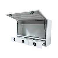 Truck Box Half Lid 3 External Drawers 1900 x 600 x 1200 White OTC-1961A-W 