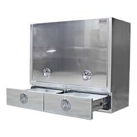 Truck Box Half Lid 2 External Drawers 1400mm x 600mm x 1200mm Pro-Series OZY-1461FP-2D-W White