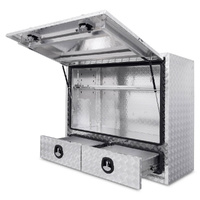 Truck Box Half Lid 2 External Drawers 1400mm x 600mm x 1200mm OTC-1461CPA Checker Plate