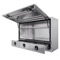 Truck Box Half Lid 3 External Drawers 1900 x 600 x 1200 Checker Plate OTC-1961CPA