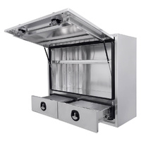 Truck Box Half Lid 2 External Drawers Pro-Series 1400mm x 600mm x 1200mm OZY-1461FP-2D Flat Plate