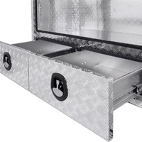 Truck Box Half Lid 2 External Drawers 1400mm x 600mm x 1200mm OTC-1461CPA Checker Plate