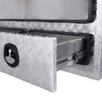 Truck Box Half Lid 2 External Drawers 1400mm x 600mm x 1200mm OTC-1461CPA Checker Plate