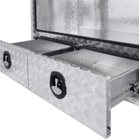 Truck Box Half Lid 3 External Drawers 1900 x 600 x 1200 Checker Plate OTC-1961CPA