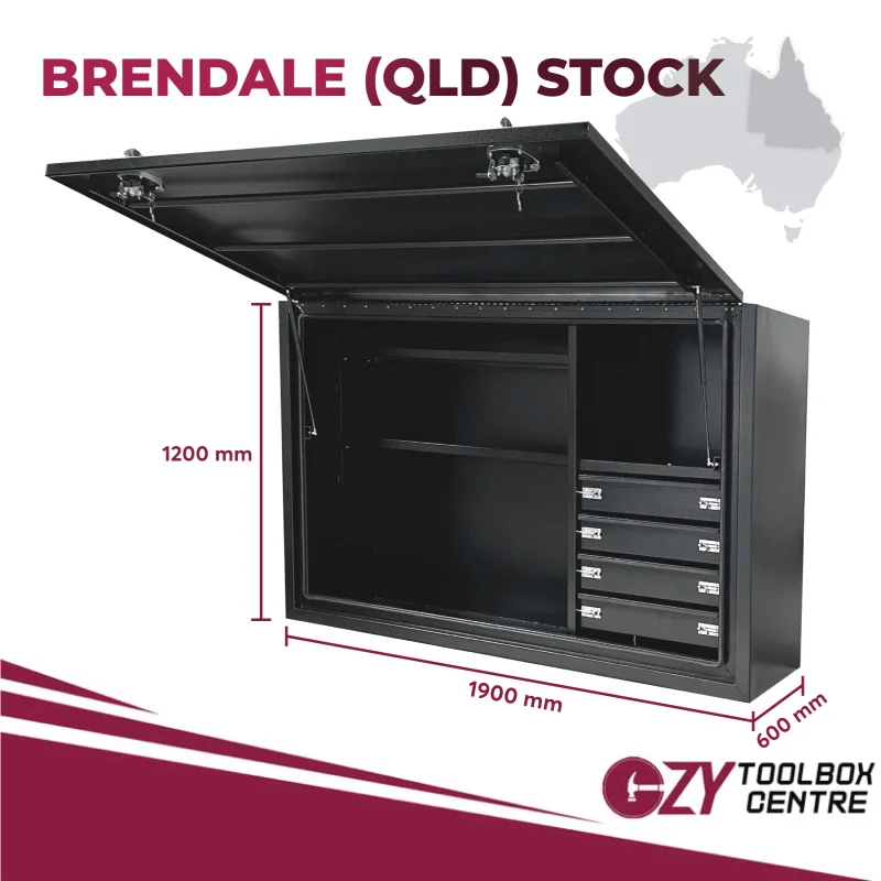 Truck Box 1900mm x 600mm x 1200m OTC-1961-4D-B-Q Black  - QLD Warehouse
