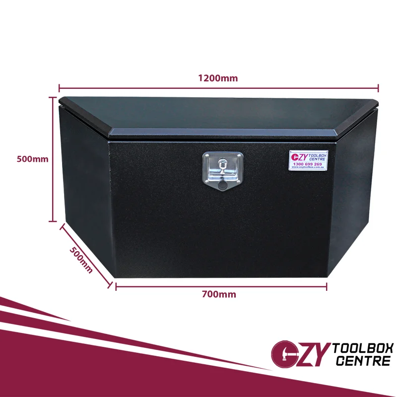 Top Lid 1200mm x 500mm x 500mm Drawbar Toolbox Black OZY-1255DB