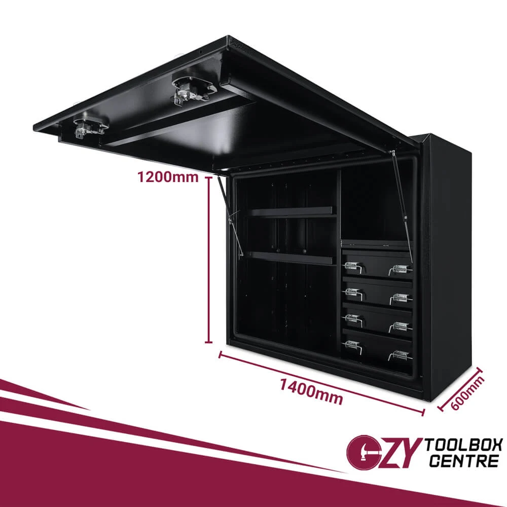 Truck Box 1400mm x 600mm x 1200m Pro-Series OZY-1461FP-4D-B Black