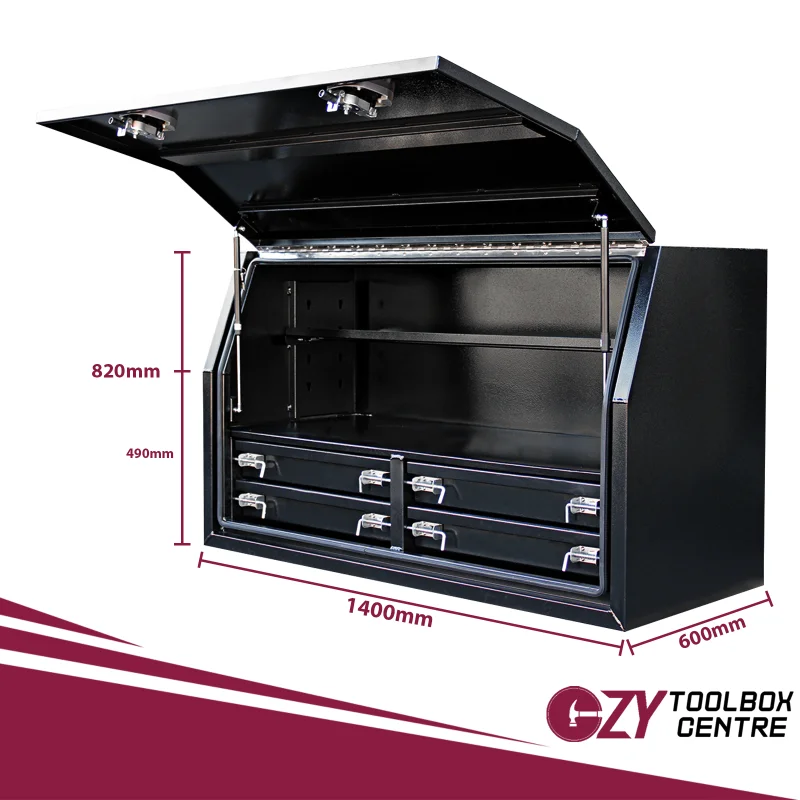 Built-in Drawers 1400mm x 600mm x 820mm Black OZY-1468FD-4B