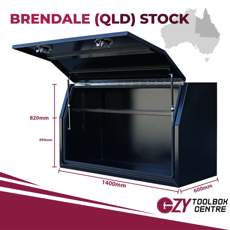 Full Lid 1400mm x 600mm x 820mm OZY-1468FDB-Q Black - QLD Warehouse