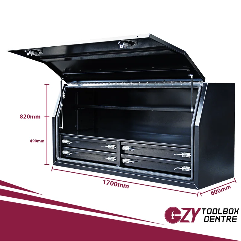 Built-in Drawers 1700mm x 600mm x 820mm Black OZY-1768FD-4B 