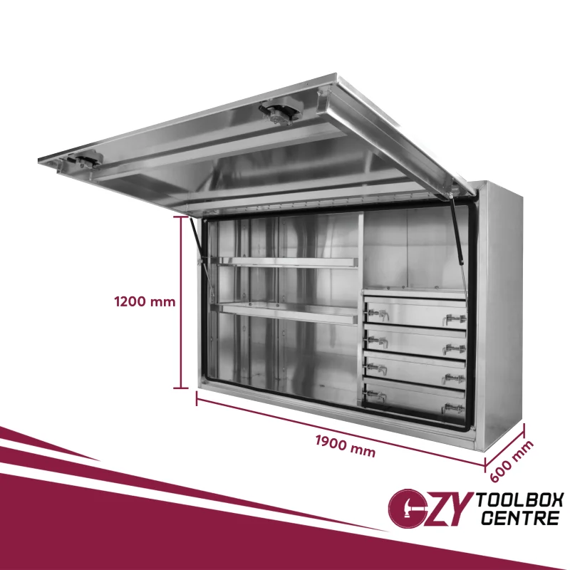 Truck Box 1900mm x 600mm x 1200m Pro-Series OZY-1961FP-4D-W White