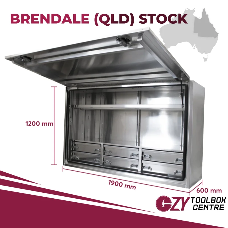 Truck Box 1900mm x 600mm x 1200m Pro-Series OZY-1961FP-6D-Q Flat Plate - QLD Warehouse