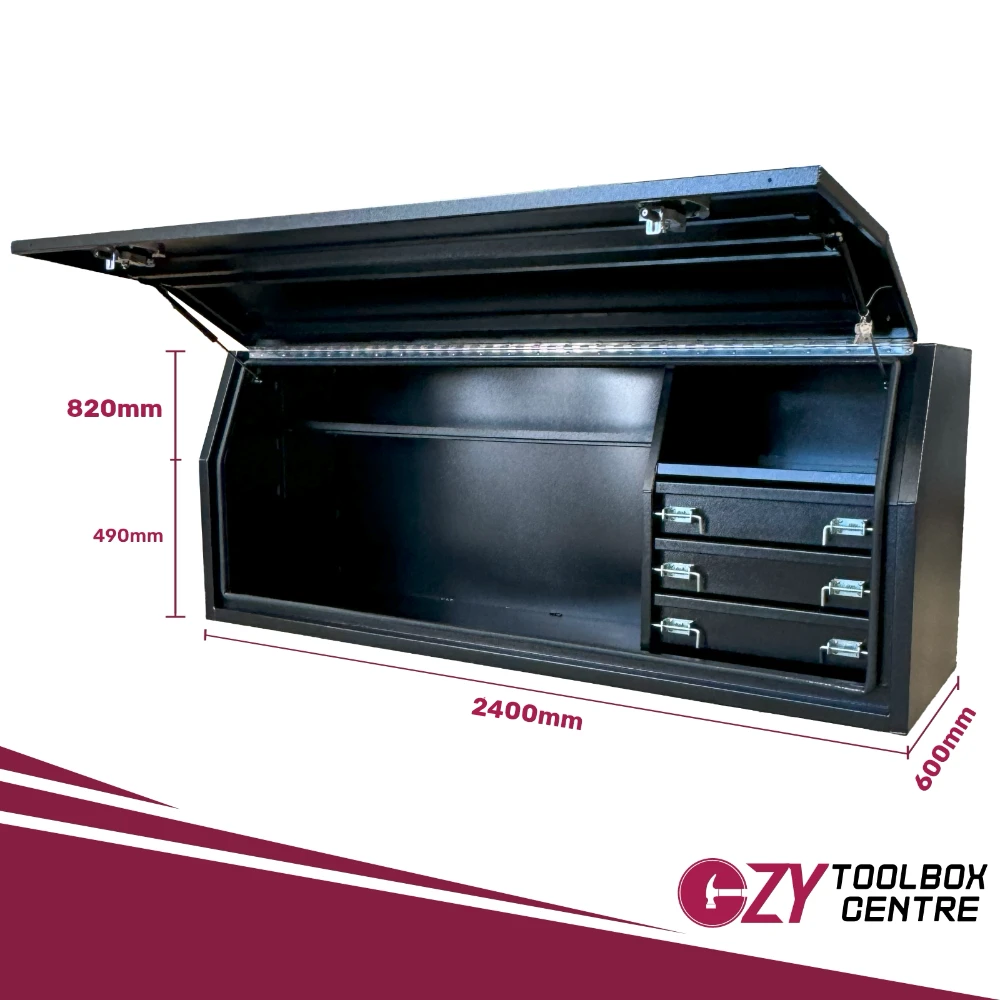 Full Lid 2400mm x 600mm x 820mm Black OZY-2468FD-3B
