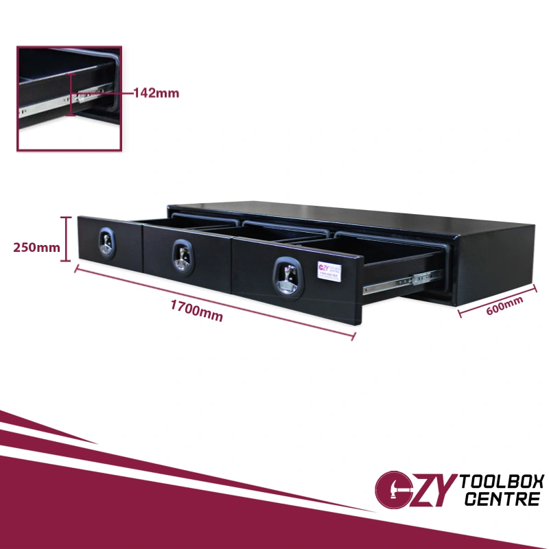 Drawers 1700mm x 600mm x 250mm OZY-D3B-1700 Black