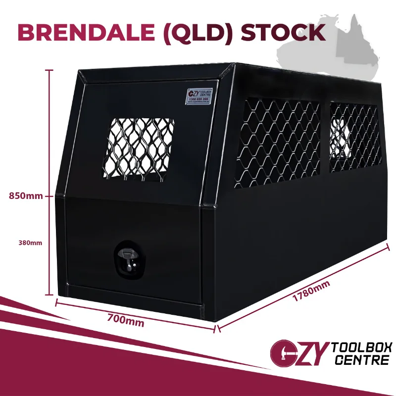 Dog Cage 1780mm x 700mm x 850mm Black - OZY-DBBLK-Q QLD 