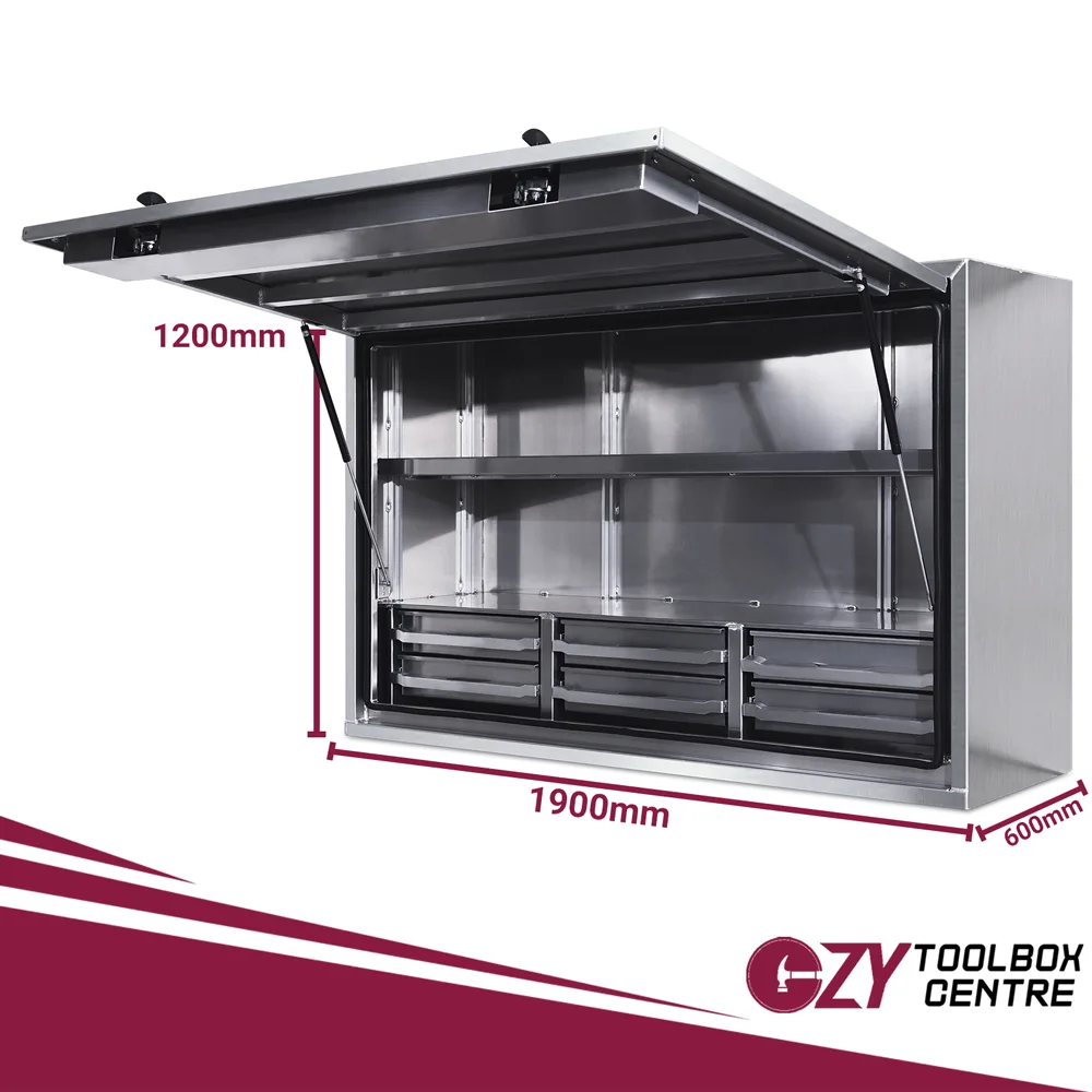 Full Lid Truck Toolbox with 6 Drawers - Flat Plate