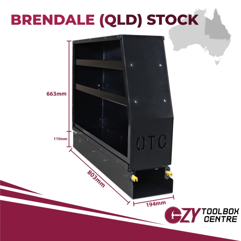 Aluminium Canopy Pantry Slide 803mm x 194mm x 663mm OZY-SSB-Q Black - QLD Warehouse