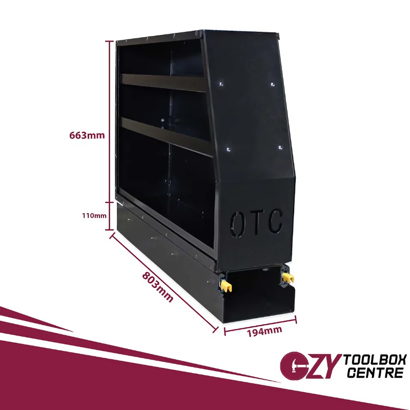 Aluminium Canopy Pantry Slide 803mm x 194mm x 663mm OZY-SSB Black