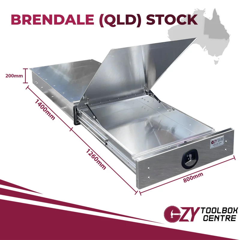 Trundle Drawer - 1400mm x 800mm x 200mm Aluminium OZY-TD1400-Q - QLD Warehouse