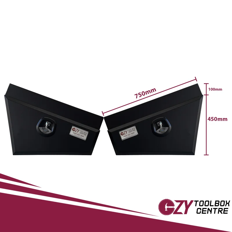 Under Tray Toolbox 750mm x 210mm - 260mm x 450mm Black OZY-UB750B