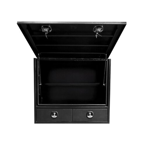 Truck Box Half Lid 2 External Drawers 1400mm x 600mm x 1200mm  Black OTC-1461A-B