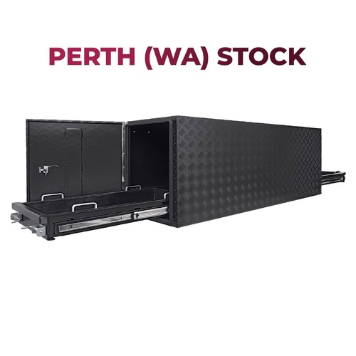 Aluminium Trailer Caravan Toolbox With Generator,  BBQ Slide Black OTC-1756B-P Perth Warehouse