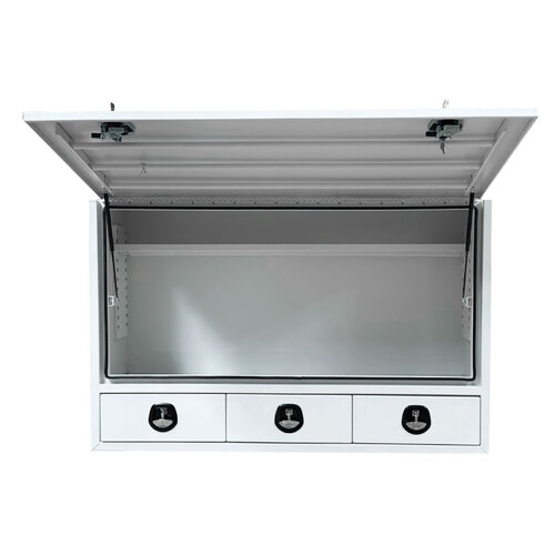 Truck Box Half Lid 3 External Drawers 1900 x 600 x 1200 White OTC-1961A-W 